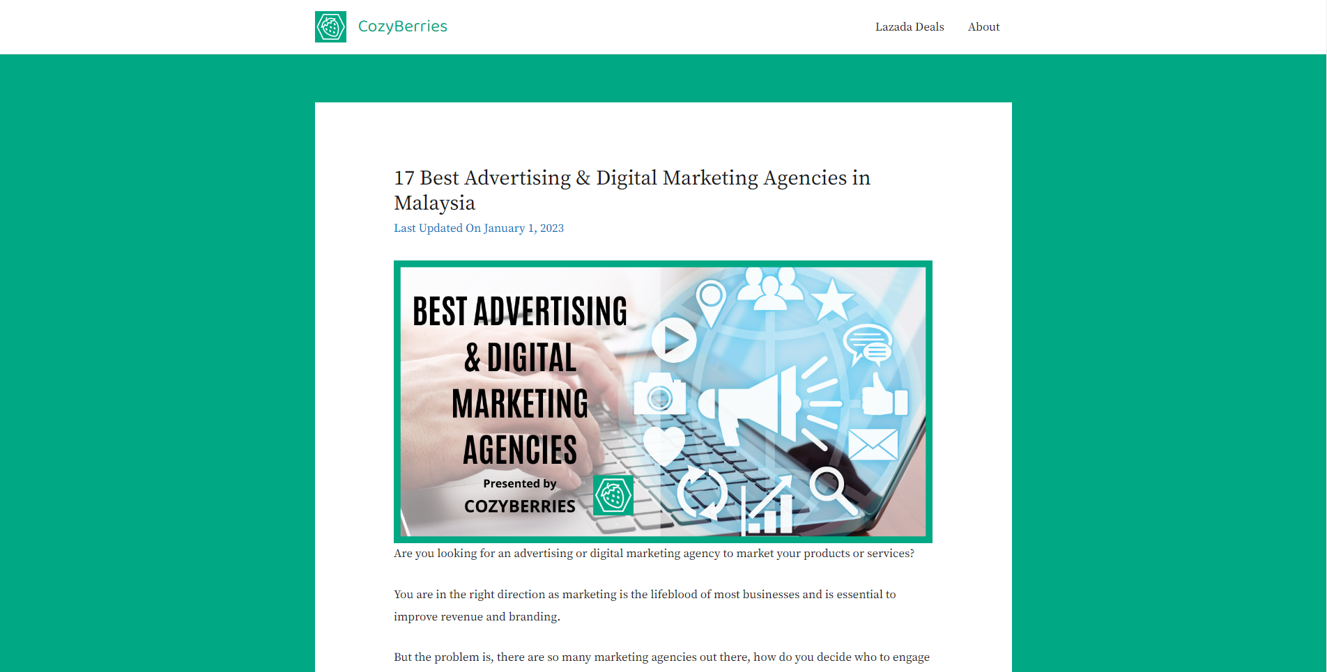 We got listed as the “Best Advertising & Digital Marketing agencies in Malaysia”!